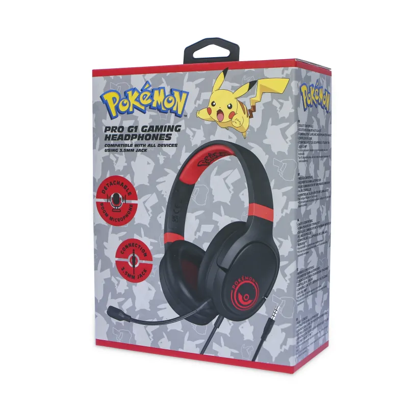 PRO G1 GAMING HEADPHONES POKEMON ROJO Y NEGRO WITH DETACHABLE MICROPHONE AND CABLE - The Shop Gamer