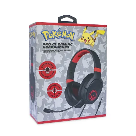 CUFFIE GAMING PRO G1 POKEMON ROSSE E NERE CON MICROFONO RIMOVIBILE E CAVO - The Shop Gamer