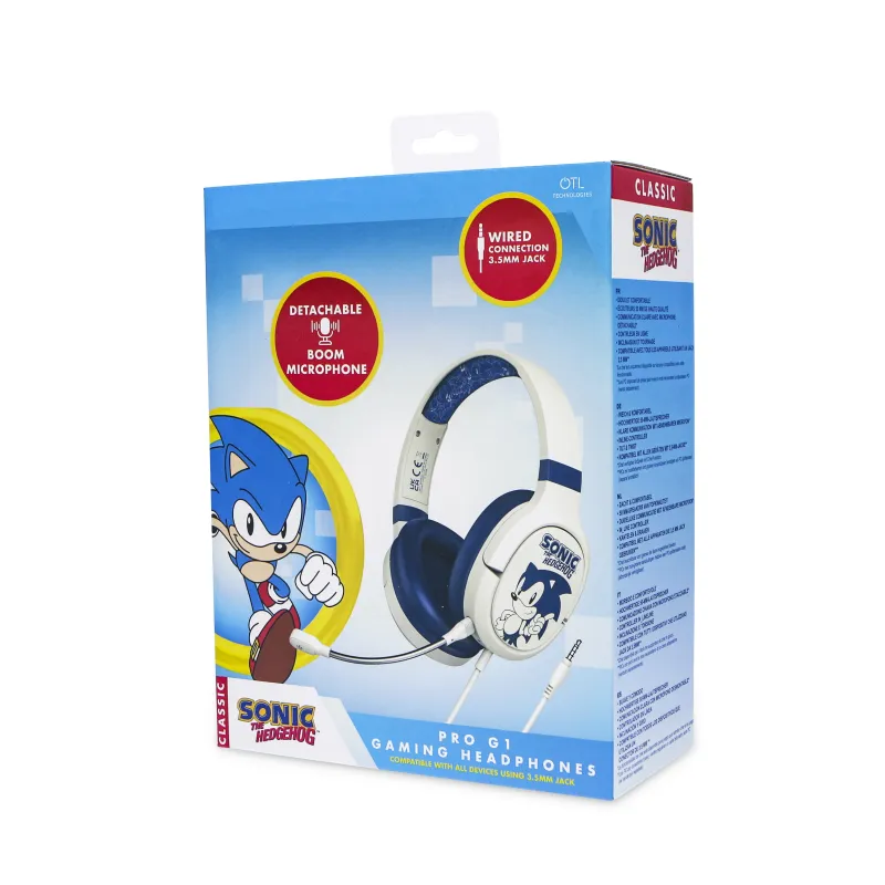 AUSCULTADORES GAMING PRO G1 SONIC THE HEDGEHOG COM MICROFONE REMOVÍVEL E CABO - The Shop Gamer