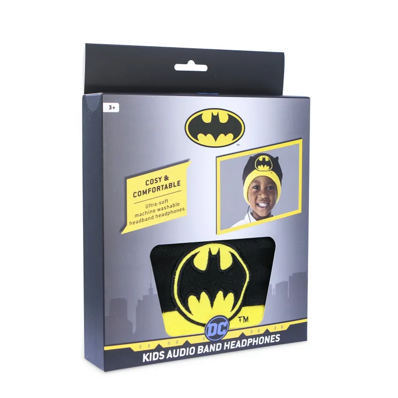 AUSCULTADORES INFANTIS PLANOS COM BANDA AJUSTÁVEL LAVÁVEL BATMAN KIDS AUDIO BAND - The Shop Gamer