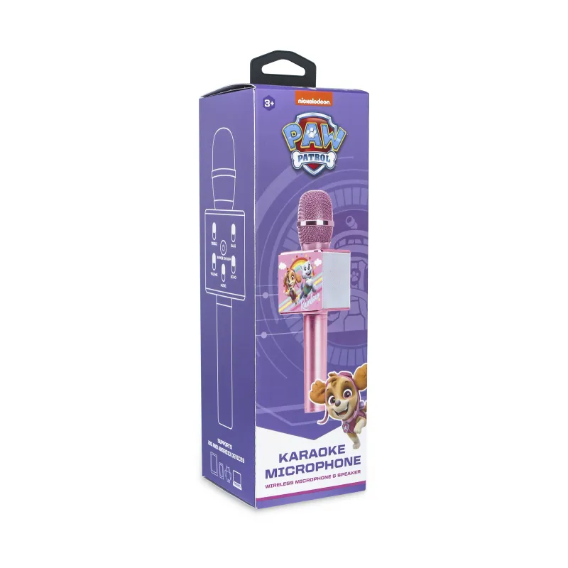 MICRÓFONO KARAOKE PATRULLA CANINA ROSA INALÁMBRICO CON ALTAVOZ PAW PATROL PINK