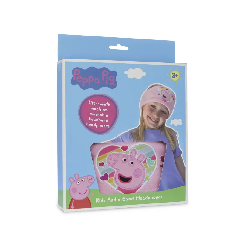 PLATTE KINDERHOOFDTELEFOON MET VERSTELBARE, WASBARE BAND, PEPPA PIG REGENBOOG - The Shop Gamer