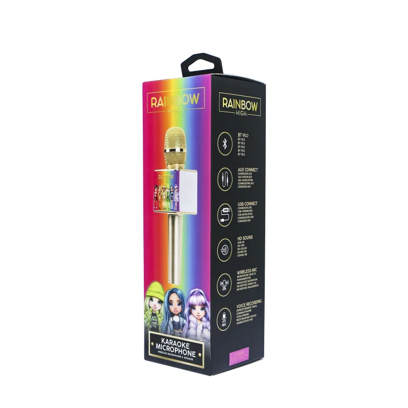 MICROFONE DE KARAOKE RAINBOW HIGH SEM FIOS COM ALTIFALANTE - The Shop Gamer