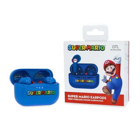 SUPER MARIO EARPODS BLUETOOTH V5.0 WITH BLUE CHARGING CASE BY OTL TECHNOLOGIES - The Shop Gamer