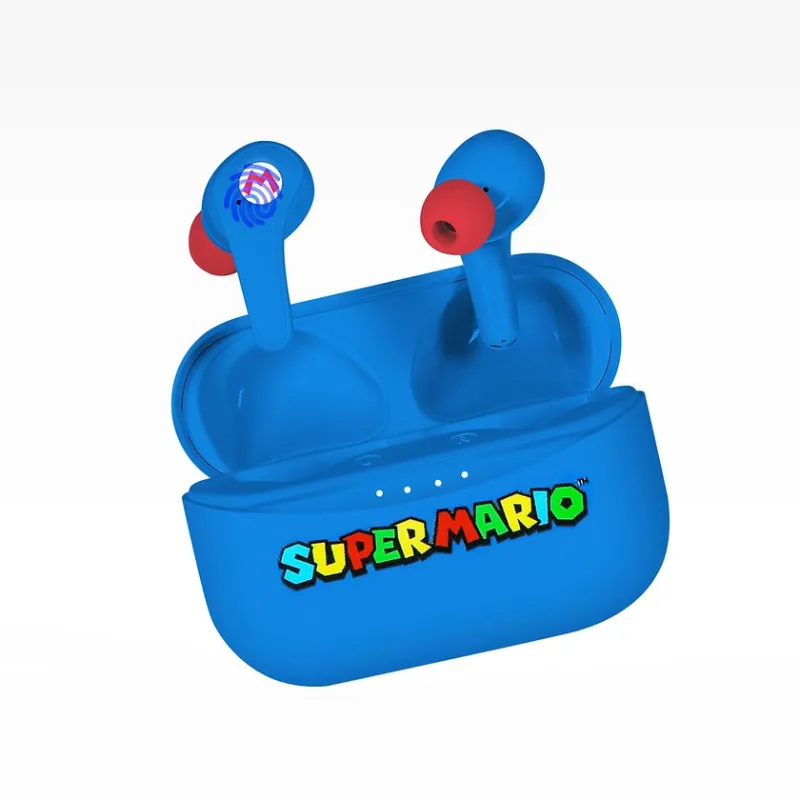SUPER MARIO EARPODS BLUETOOTH V5.0 WITH BLUE CHARGING CASE BY OTL TECHNOLOGIES - The Shop Gamer