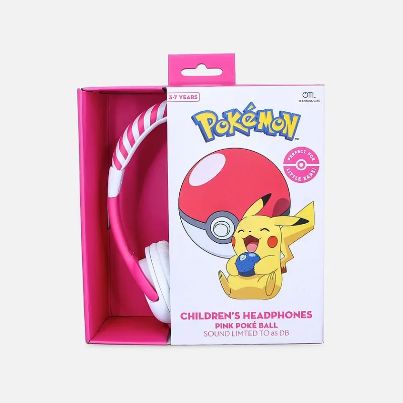 CUFFIE PER BAMBINI POKÉMON POKEBALL ROSA, FORMATO PICCOLO E VOLUME LIMITATO - The Shop Gamer