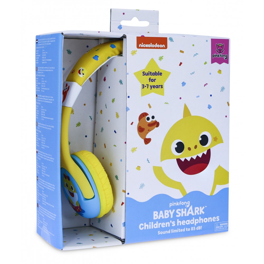 AURICULARES INFANTILES CON CABLE BABY SHARK PEQUEÑOS CON VOLUMEN LIMITADO
