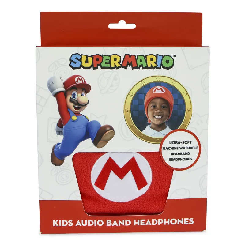 AURICULARES INFANTILES PLANOS CON BANDA AJUSTABLE Y LAVABLE SUPER MARIO