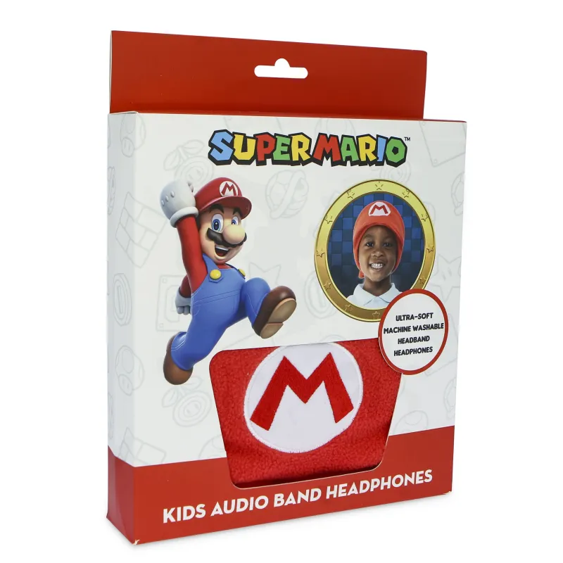 AURICULARES INFANTIS PLANOS COM BANDA AJUSTÁVEL E LAVÁVEL SUPER MARIO - The Shop Gamer