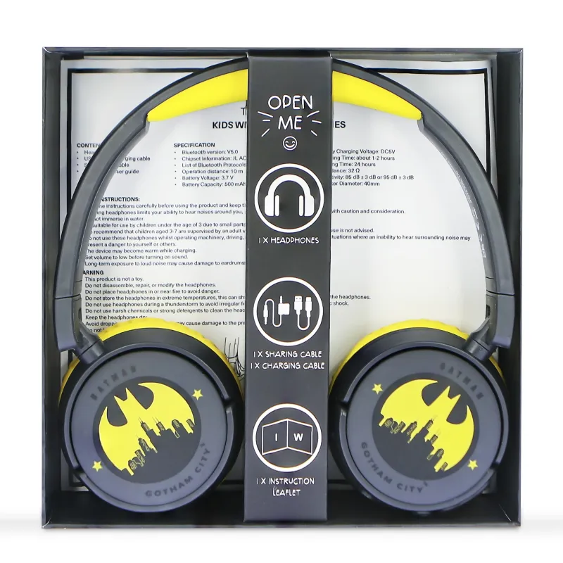 BATMAN GOTHAM CITY CHILDREN'S WIRELESS BLUETOOTH FOLDABLE HEADPHONES - The Shop Gamer