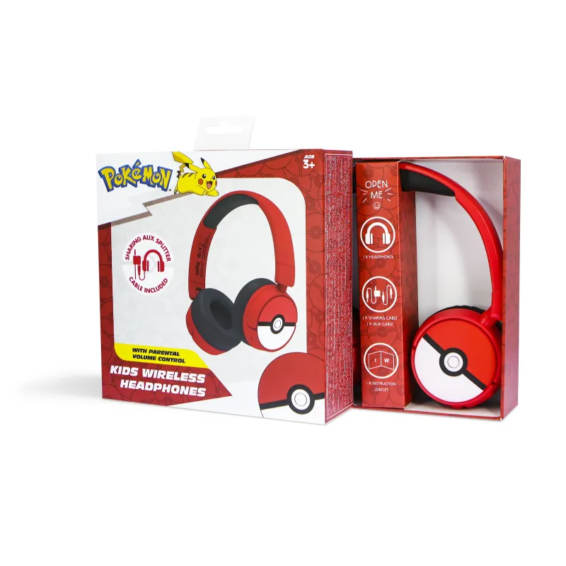 CASQUE AUDIO ENFANT SANS FIL POKEBALL POKÉMON BLUETOOTH PLIABLE - The Shop Gamer