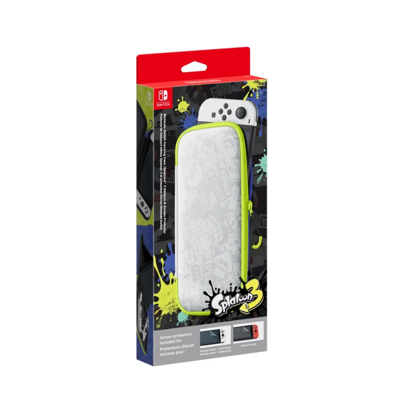 CASE + 2 SCREEN PROTECTORS FOR NINTENDO SWITCH OLED, SPANISH EDITION, SPLATOON 3 - The Shop Gamer