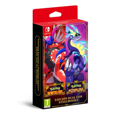 DUBBELPAKKET POKÉMON ESCARLATA Y PÚRPURA SWITCH FYSIEK SPEL MET METALEN DOOS - The Shop Gamer