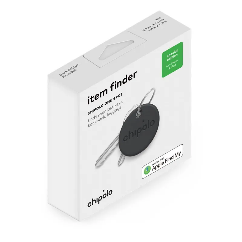 CHIPOLO ONE SPOT NERO, LOCALIZZATORE DI OGGETTI COMPATIBILE CON DOV'È DI APPLE IOS - The Shop Gamer