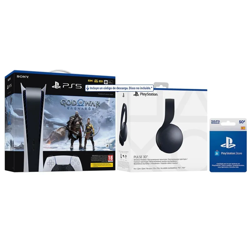 CONSOLE PS5 NUMÉRIQUE + TÉLÉCHARGEMENT GOD OF WAR RAGNARÖK + CASQUE PULSE 3D + CARTE PSN 50 € - The Shop Gamer