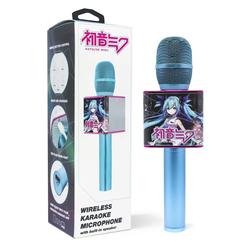 MICROPHONE KARAOKÉ SANS FIL HATSUNE MIKU AVEC HAUT-PARLEUR, POUR TOUTE SOURCE AUDIO - The Shop Gamer