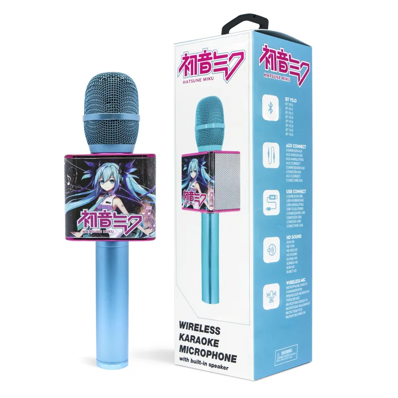 MICROPHONE KARAOKÉ SANS FIL HATSUNE MIKU AVEC HAUT-PARLEUR, POUR TOUTE SOURCE AUDIO - The Shop Gamer