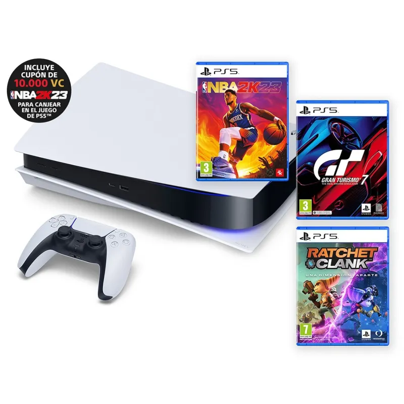 PLAYSTATION 5 CONSOLE + NBA2K23 + GT7 + RATCHET & CLANK - The Shop Gamer