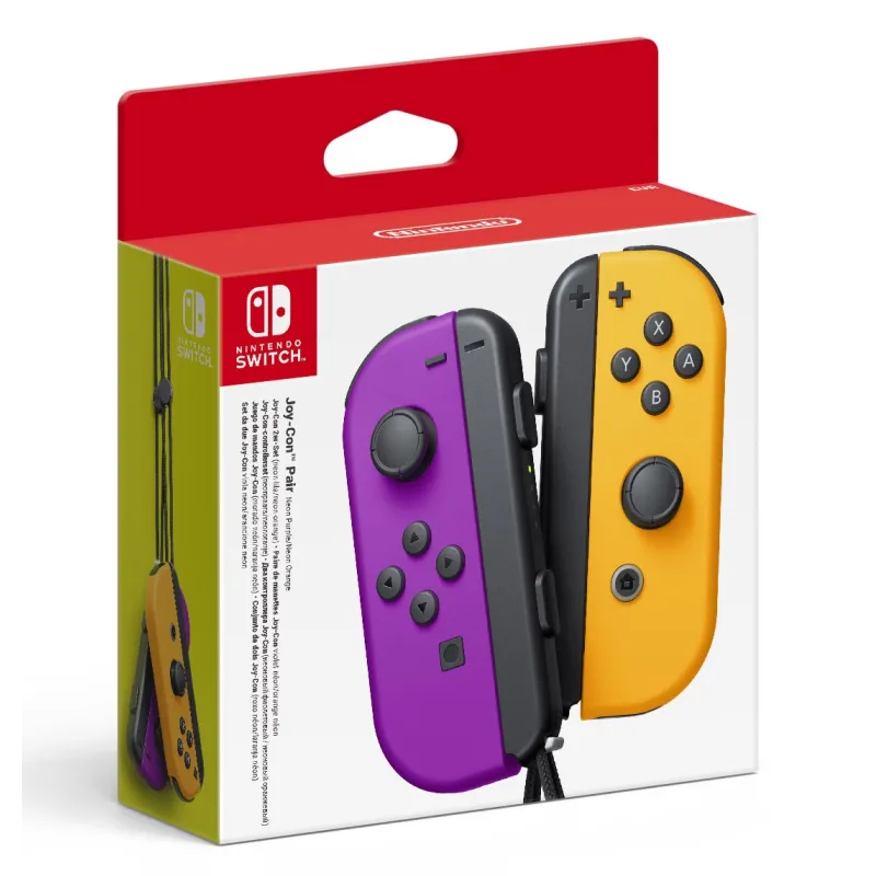 JOY-CON CONTROLLERS (LEFT/RIGHT SET), NEON PURPLE/NEON ORANGE, FOR NINTENDO SWITCH - The Shop Gamer
