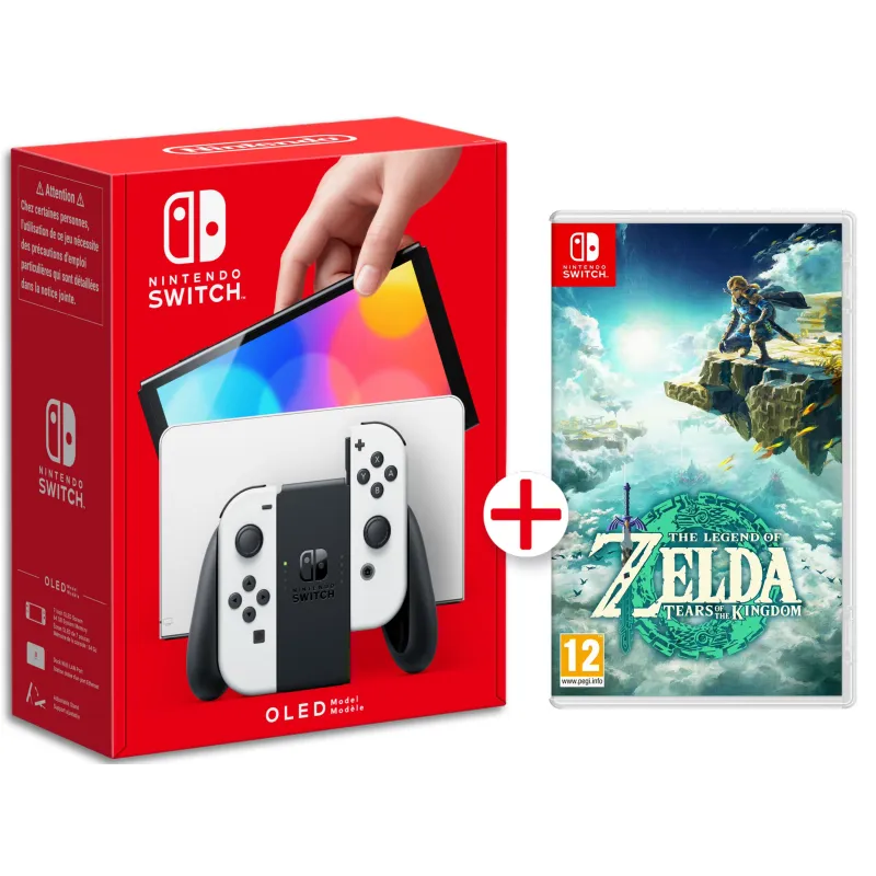 NINTENDO SWITCH OLED-CONSOLE + THE LEGEND OF ZELDA TEARS OF THE KINGDOM FYSIEKE GAME - The Shop Gamer