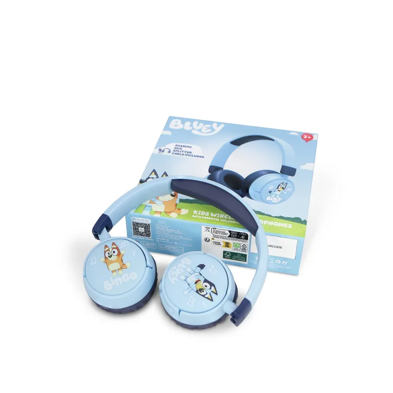 BLUEY WIRELESS CHILDREN'S HEADPHONES WITH PARENTAL VOLUME CONTROL AND AUDIO SHARING CABLE - The Shop Gamer