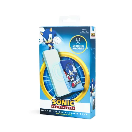 Batteria portatile universale 5000 mAh magnetica senza fili, modello SONIC LETS ROLL blu, ricarica via cavo e supporto - The Sho