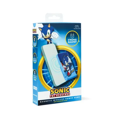 Batteria portatile universale 5000 mAh magnetica senza fili, modello SONIC LETS ROLL blu, ricarica via cavo e supporto - The Sho