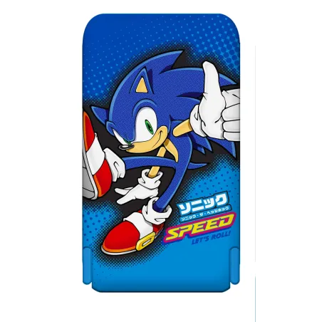 Batteria portatile universale 5000 mAh magnetica senza fili, modello SONIC LETS ROLL blu, ricarica via cavo e supporto - The Sho