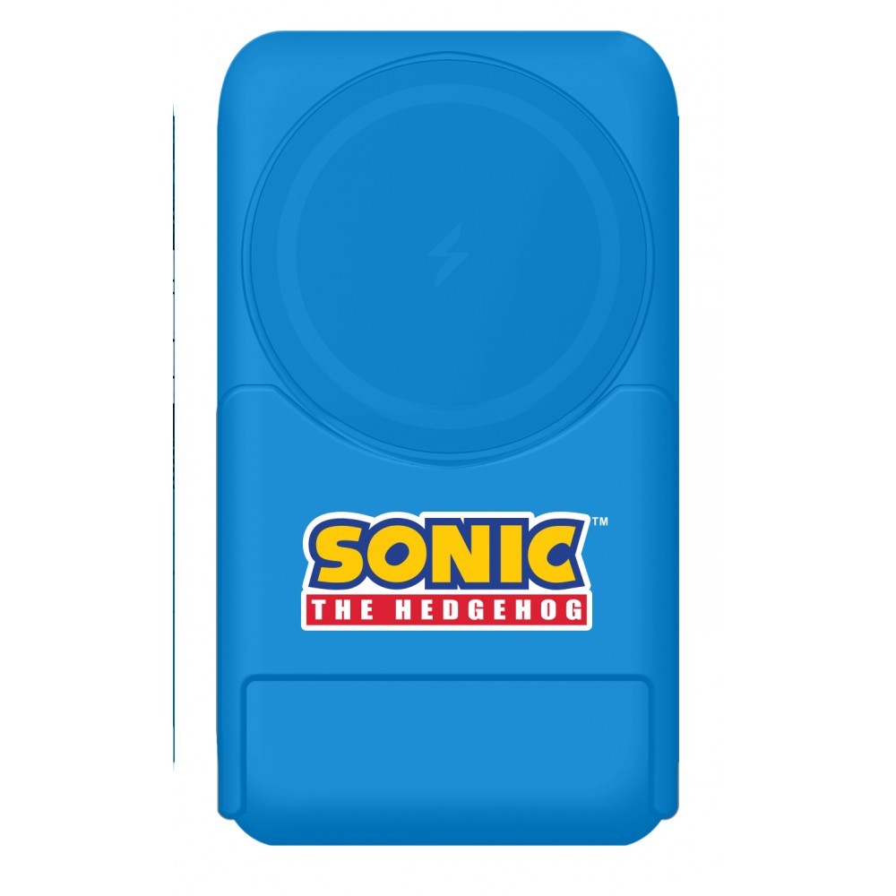 BATERÍA PORTATIL UNIVERSAL 5000 mAh  MAGNETICA SIN CABLES MODELO SONIC LETS ROLL AZUL TAMBIÉN CARGA CON CABLE Y SIRVE DE SOPORTE