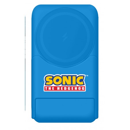 BATERÍA PORTATIL UNIVERSAL 5000 mAh  MAGNETICA SIN CABLES MODELO SONIC LETS ROLL AZUL TAMBIÉN CARGA CON CABLE Y SIRVE DE SOPORTE