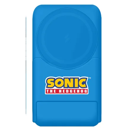 Universelle magnetische Powerbank 5000 mAh, Modell SONIC LETS ROLL, blau, lädt auch per Kabel und dient als Ständer - The Shop G