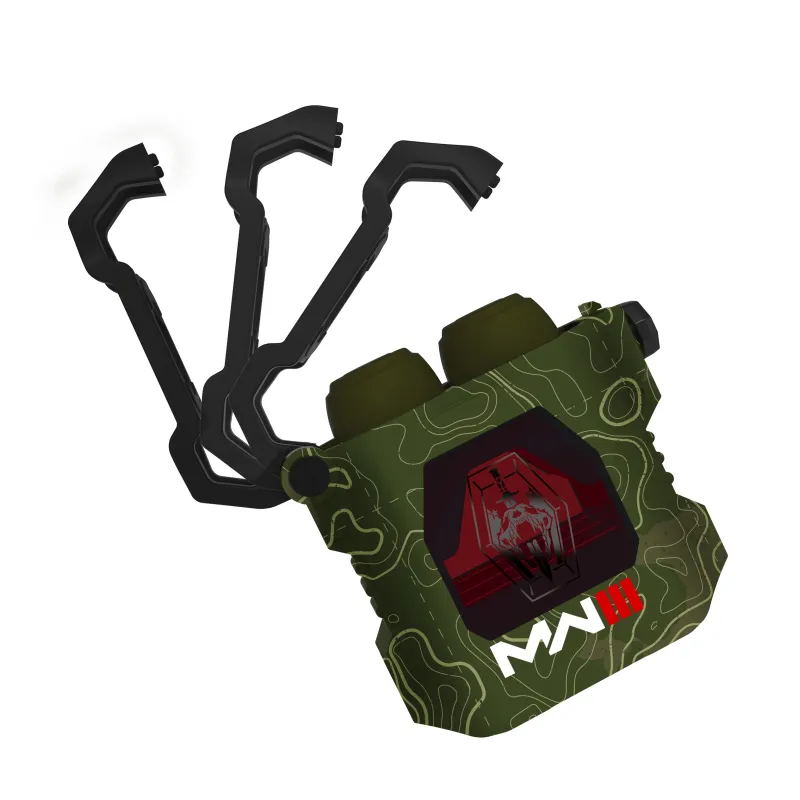 AURICULARES INALÁMBRICOS CALL OF DUTY MW3 CON ESTUCHE DE CARGA EARPODS COLOR CAMUFLAJE VERDE OLIVA