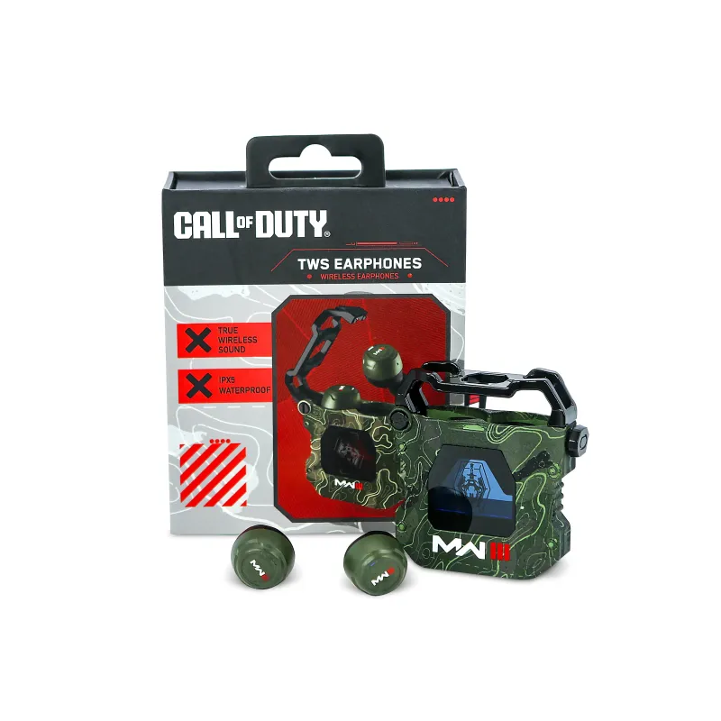 CALL OF DUTY MW3 WIRELESS EARBUDS WITH CHARGING CASE, OLIVE GREEN CAMO - The Shop Gamer