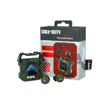 AURICULARES INALÁMBRICOS CALL OF DUTY MW3 CON ESTUCHE DE CARGA EARPODS COLOR CAMUFLAJE VERDE OLIVA