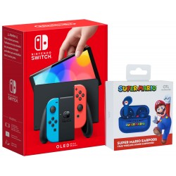 CONSOLA NINTENDO SWITCH MODELO OLED ELIGE TU COLOR + AURICULARES INALÁMBRICOS SUPER MARIO CON ESTUCHE CARGA COLOR AZUL OFICIALES