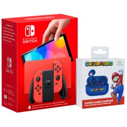 CONSOLA NINTENDO SWITCH MODELO OLED ELIGE TU COLOR + AURICULARES INALÁMBRICOS SUPER MARIO CON ESTUCHE CARGA COLOR AZUL OFICIALES