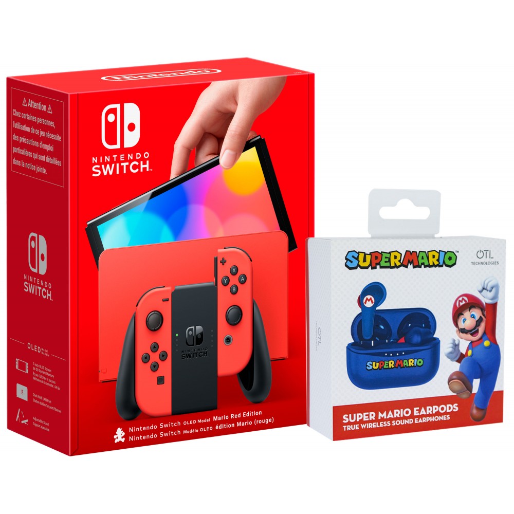 CONSOLA NINTENDO SWITCH MODELO OLED ELIGE TU COLOR + AURICULARES INALÁMBRICOS SUPER MARIO CON ESTUCHE CARGA COLOR AZUL OFICIALES