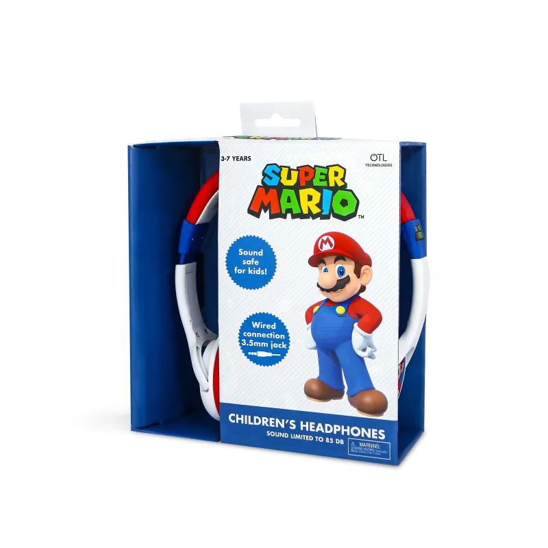 CASQUE AUDIO FILAIRE POUR ENFANTS SUPER MARIO, VOLUME LIMITÉ, BLANC ET ROUGE - The Shop Gamer