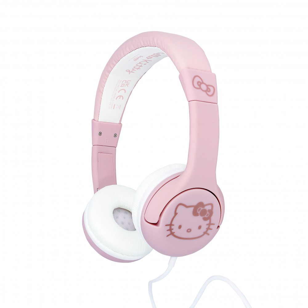 AURICULARES INFANTILES CON CABLE HELLO KITTY LIMITADOS EN VOLUMEN COLOR ROSA Y DORADO