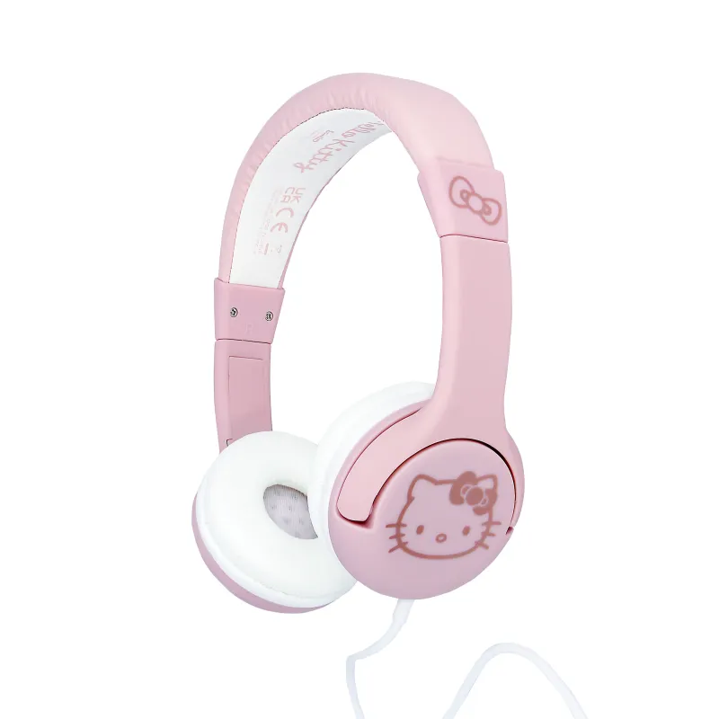 KINDERKOPTELEFOON MET KABEL HELLO KITTY, VOLUMEBEGRENSD, ROZE EN GOUDKLEURIG - The Shop Gamer