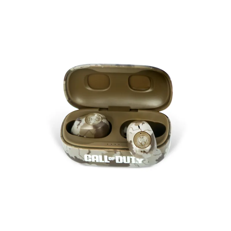 ÉCOUTEURS INTRA-AURICULAIRES SANS FIL CALL OF DUTY, CAMOUFLAGE DÉSERT, AVEC BOÎTIER DE CHARGE - The Shop Gamer