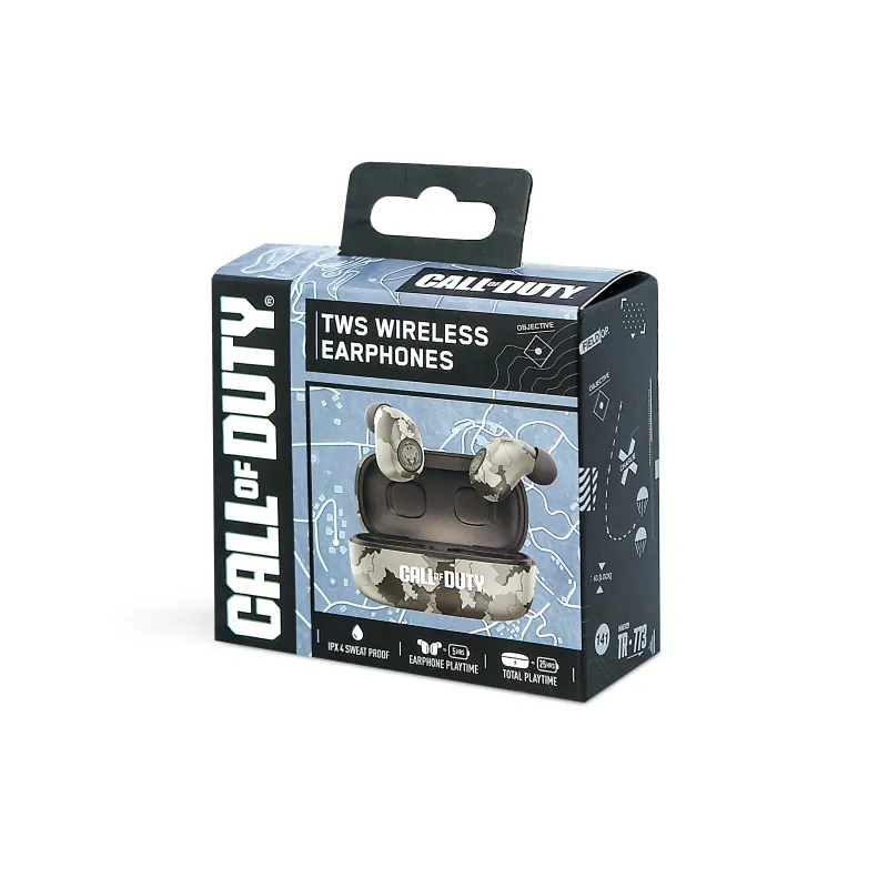 ÉCOUTEURS INTRA-AURICULAIRES SANS FIL CALL OF DUTY, CAMOUFLAGE DÉSERT, AVEC BOÎTIER DE CHARGE - The Shop Gamer
