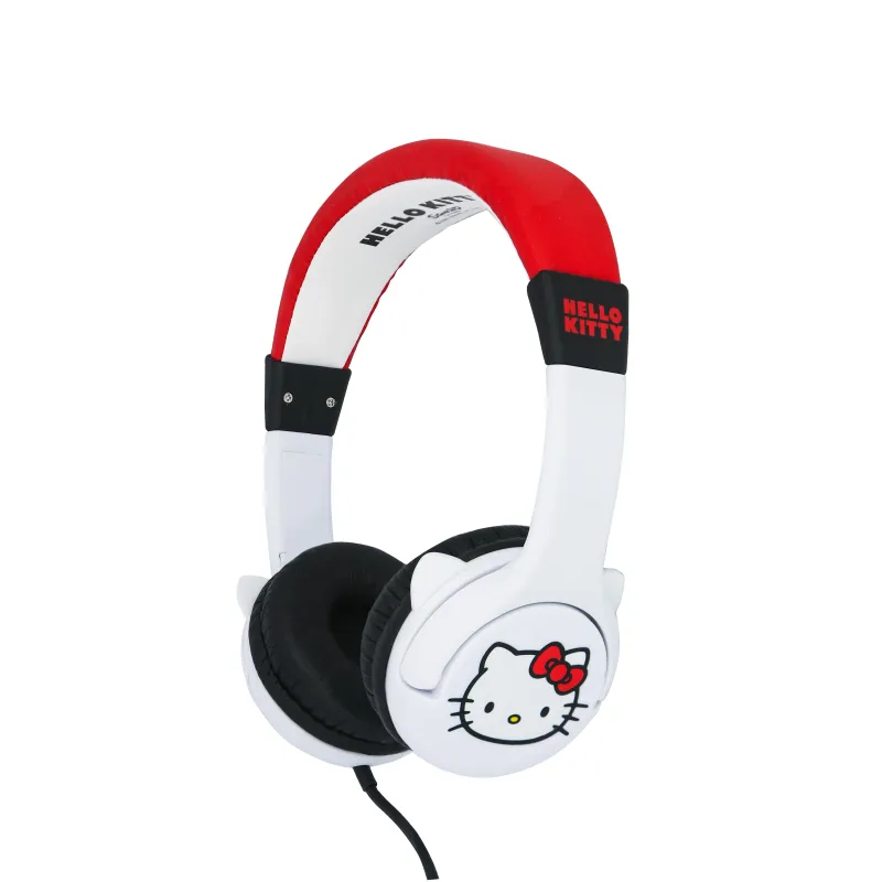 AURICULARES INFANTIS COM FIO HELLO KITTY, VOLUME LIMITADO, BRANCO E VERMELHO - The Shop Gamer