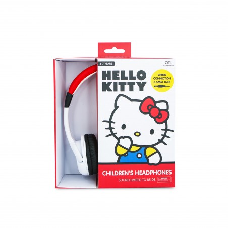 AURICULARES INFANTILES CON CABLE HELLO KITTY LIMITADOS EN VOLUMEN COLOR BLANCO Y ROJO
