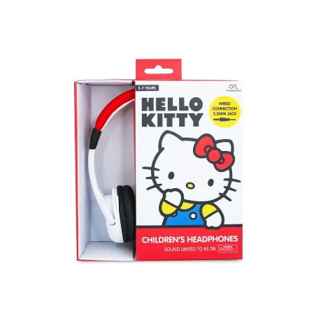 AURICULARES INFANTIS COM FIO HELLO KITTY, VOLUME LIMITADO, BRANCO E VERMELHO - The Shop Gamer