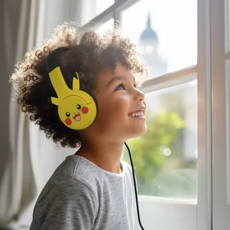 BEDRADE KINDERHOOFDTELEFOON PIKACHU MET VOLUMEBEGRENZING - The Shop Gamer