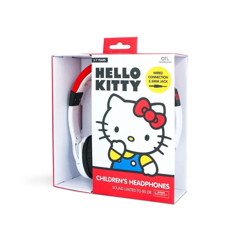 CUFFIE CABLATE PER BAMBINI HELLO KITTY, VOLUME LIMITATO, BIANCHE E ROSSE - The Shop Gamer