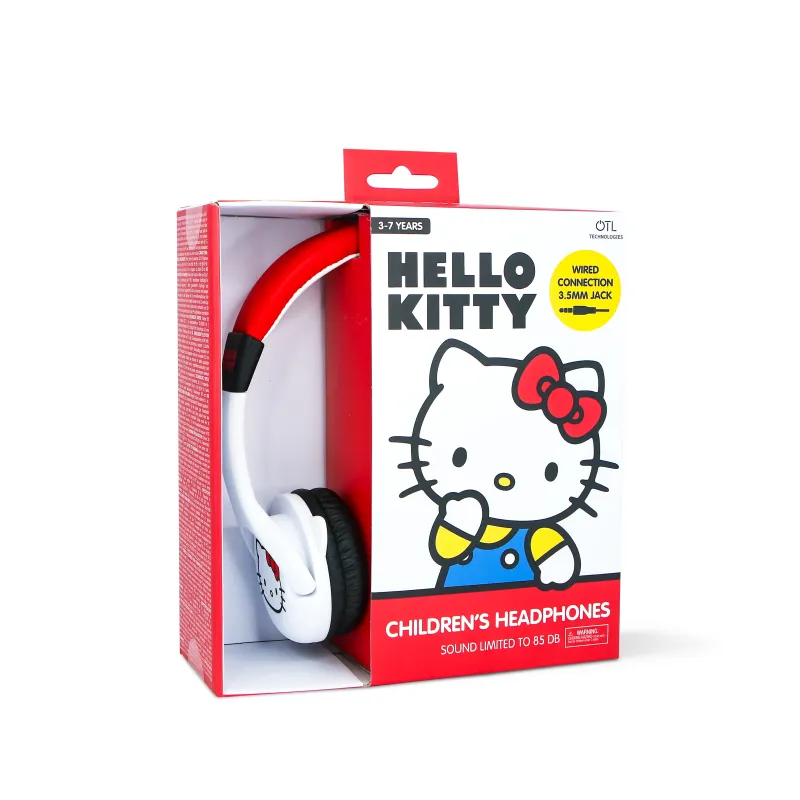 AURICULARES INFANTIS COM FIO HELLO KITTY, VOLUME LIMITADO, BRANCO E VERMELHO - The Shop Gamer