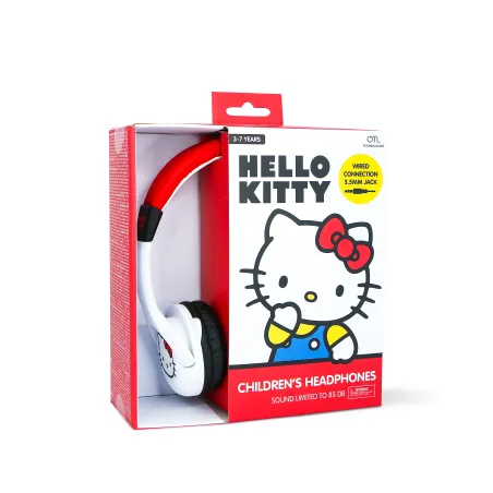 AURICULARES INFANTIS COM FIO HELLO KITTY, VOLUME LIMITADO, BRANCO E VERMELHO - The Shop Gamer