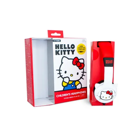 AURICULARES INFANTIS COM FIO HELLO KITTY, VOLUME LIMITADO, BRANCO E VERMELHO - The Shop Gamer